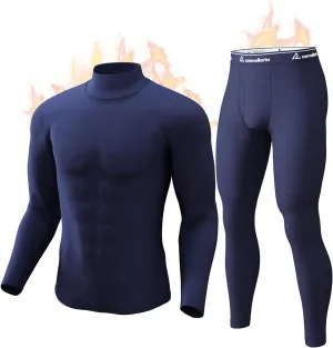 CL convallaria Long Johns Thermal Underwear for Men Soft Fleece Lined Base Layer Cold Weather Top Bottom Gift Set