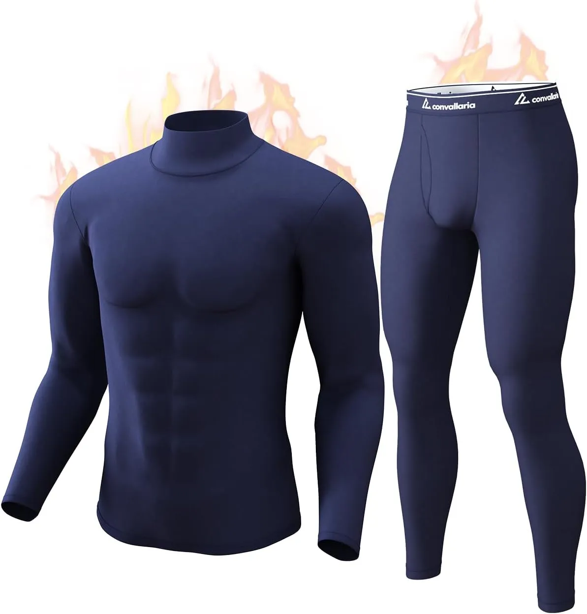 CL convallaria Long Johns Thermal Underwear for Men Soft Fleece Lined Base Layer Cold Weather Top Bottom Gift Set