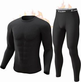 CL convallaria Long Johns Thermal Underwear for Men Soft Fleece Lined Base Layer Cold Weather Top Bottom Gift Set