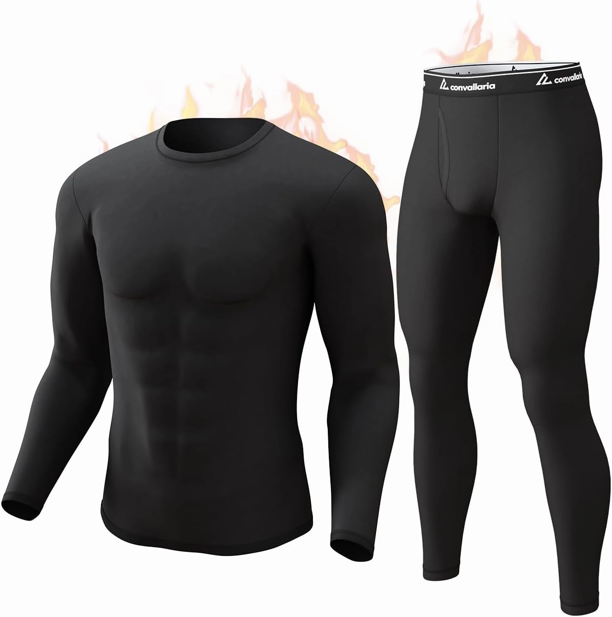 CL convallaria Long Johns Thermal Underwear for Men Soft Fleece Lined Base Layer Cold Weather Top Bottom Gift Set