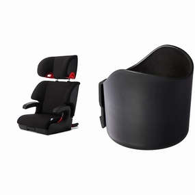 Clek Oobr High Back Booster Seat with Adjustable Headrest Bundle - Includes Clek Drink-Thingy Baby Car Seat Cup Holder for Foonf & Fllo Models