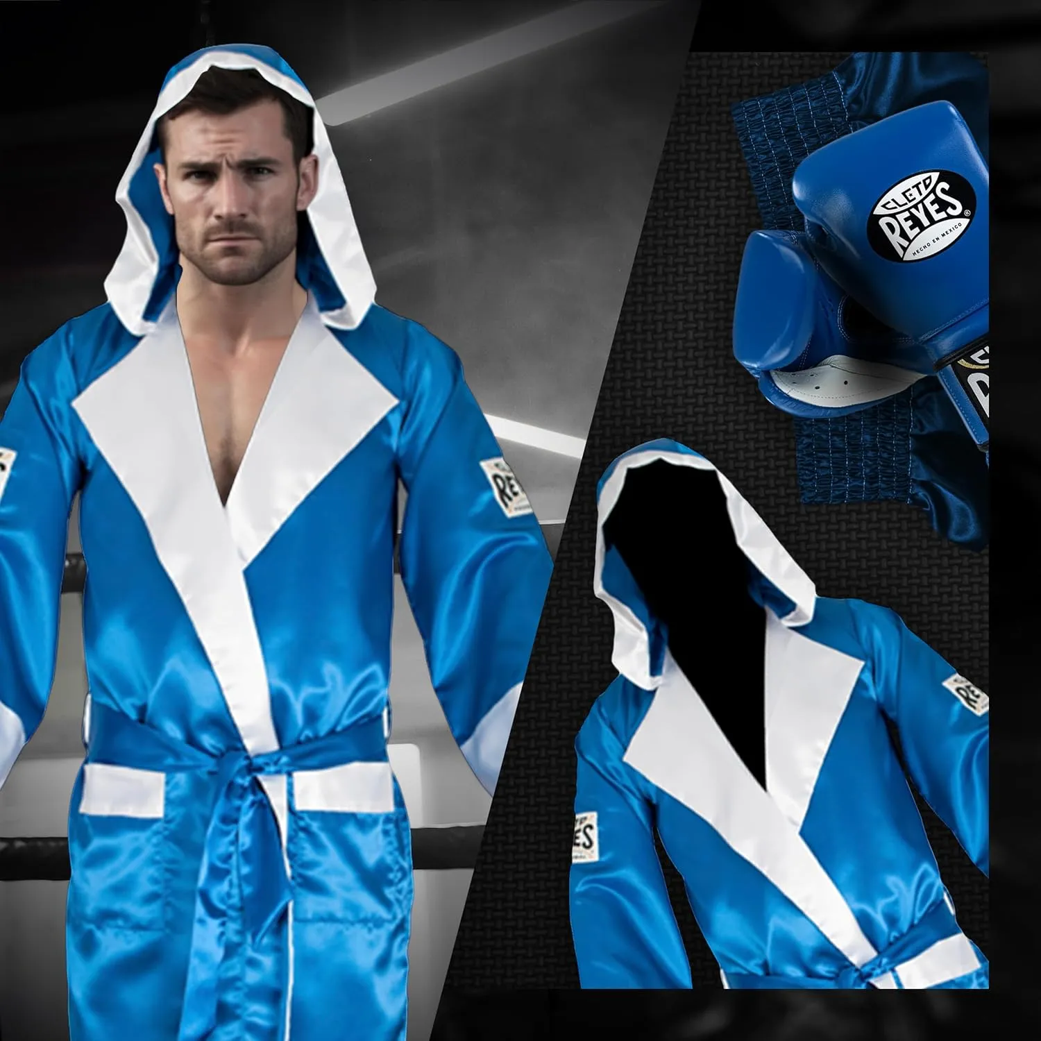 CLETO REYES Satin Boxing Robe with Hood for Men and Women, Adult Unisex Competition Uniform Apparel Clothes