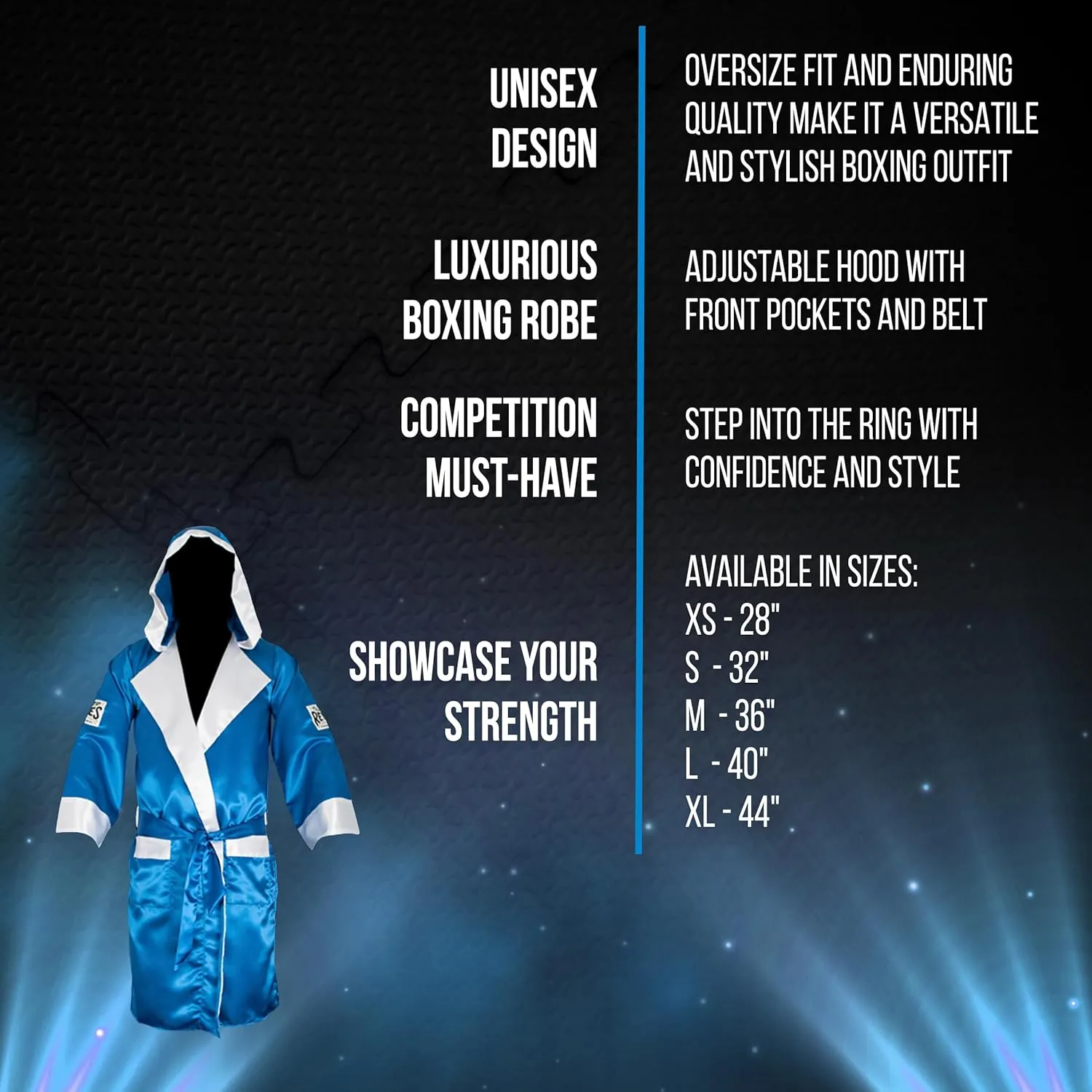 CLETO REYES Satin Boxing Robe with Hood for Men and Women, Adult Unisex Competition Uniform Apparel Clothes