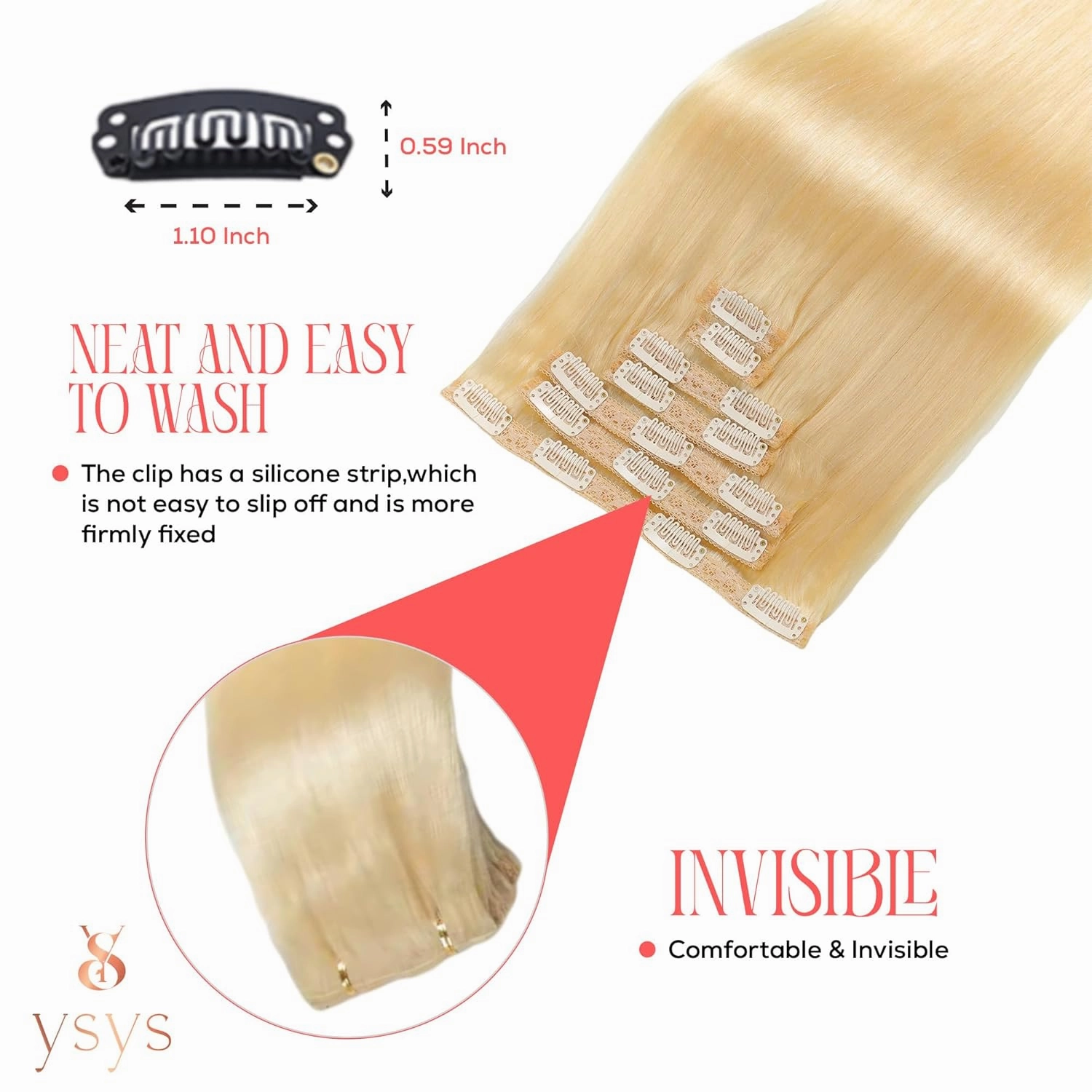 Clip in Hair Extensions - 100% Human Hair Remy Hair Extensions for Women - 7 Pieces, 120g Seamless Clip ins for Extra Volume/Style - Natural Straight (Blond #613, 20 inches)