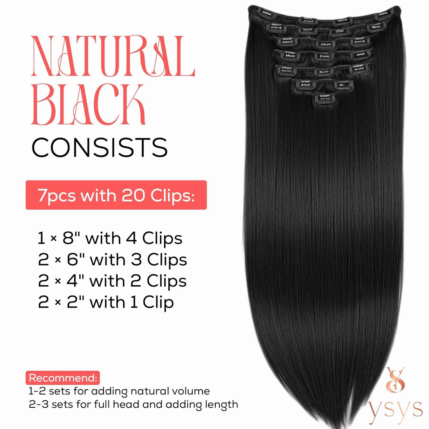 Clip in Hair Extensions - 100% Human Hair Remy Hair Extensions for Women - 7 Pieces, 120g Seamless Clip ins for Extra Volume/Style - Natural Straight (Natural Color #1B., 18 inches)