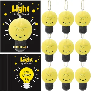 CNA Gift Bulk Employee Appreciation Gifts Light Bulb Plush Toy Squeeze Stress Balls with 12 You up My World Greeting Cards 12 Lights Plush Stuffed Toy for School Classroom(Yellow)