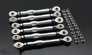 CNC Aluminum Metal Front  Rear Adjustable Suspension Steering Turnbuckle Pull Tie Rod for 1/5 RC Car LOSI DBXL v1.0 Upgrade Part (Silver)
