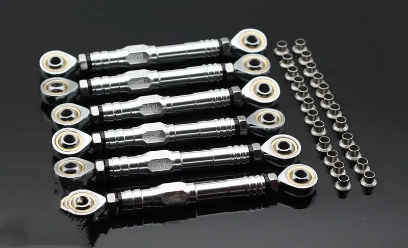 CNC Aluminum Metal Front  Rear Adjustable Suspension Steering Turnbuckle Pull Tie Rod for 1/5 RC Car LOSI DBXL v1.0 Upgrade Part (Silver)