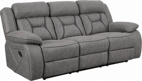 Coaster Home Furnishings - Higgins - Fabric - Faux Suede Upholstered Motion Reclining Sofa with Padded Headrests and Wall Hugger Mechanism - Living Room - Grey - 602261