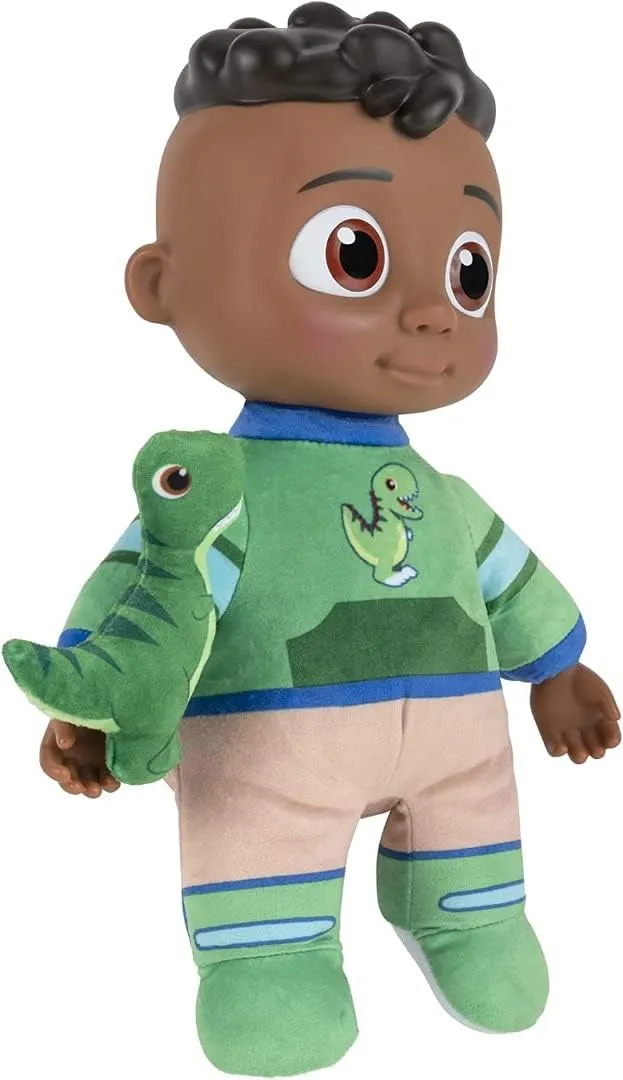 Cocomelon Official My Friend Cody with Dinosaur Plush - Plays ‘Cody’s Special Dinosaur Day’ Song Clips - Press Tummy for Music and Phrases - Toys for Preschoolers