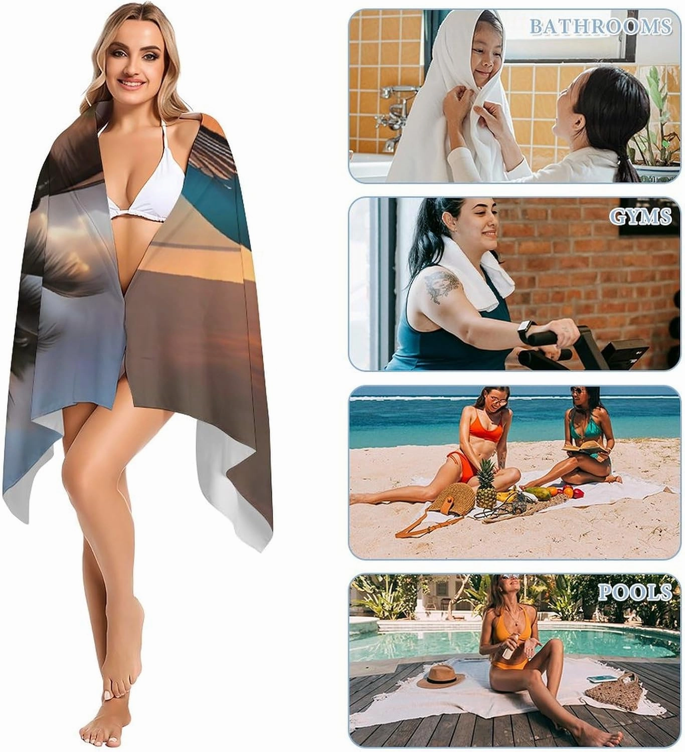 Coconut Beach Sunset Hammock Beach Towel 31x63 Inch - Oversized Sand-Free Swim Towel Ultra Quick-Dry Absorbent Bath Towels for Beach, Pool, Travel, Yoga - Lightweight & Compact for Adults Gift
