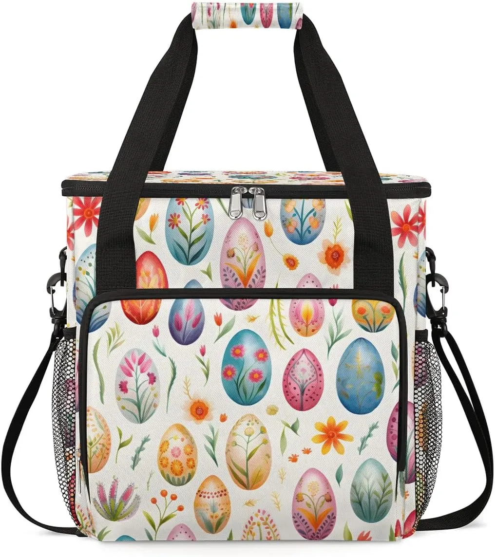 Coffee Maker Carring Bag Pretty Easter Eggs Travel Carrying Storage Tote Bag Compatible with Keurig K-Mini or K-Mini Plus Portable Single Serve Coffee Brewer Case with Pockets for K-cup Pods