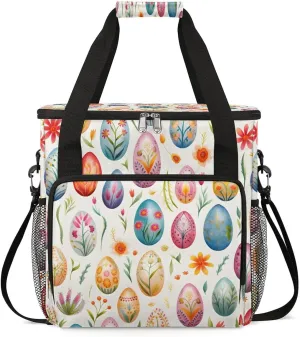 Coffee Maker Carring Bag Pretty Easter Eggs Travel Carrying Storage Tote Bag Compatible with Keurig K-Mini or K-Mini Plus Portable Single Serve Coffee Brewer Case with Pockets for K-cup Pods