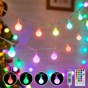 Color Changing Globe String Lights, 33Feet 100 LEDs USB Ball Fairy Lights Plug in with Timer Remote, Christmas Lights for Camping Dorm Party Wedding Indoor Outdoor Decoration (16Color   Multicolor)