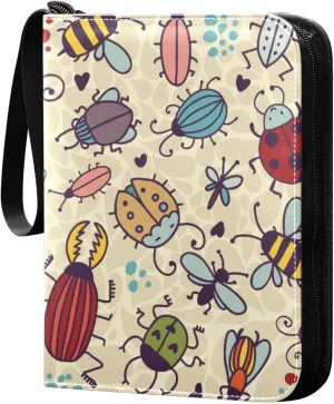 Colorful and Lovely Animals Card Binder 400 Pockets 3 Ring Trading Card Album with PU Leather Cover and Zipper
