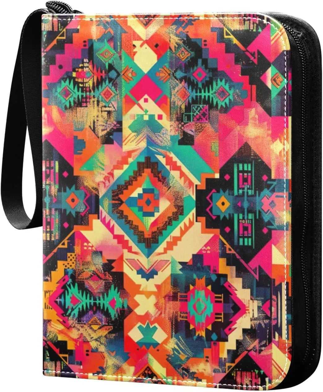 Colorful Aztec Geometrics Card Binder, 400 Pockets Card Holder with 50 Sleeves, Sturdy Card Holder Folders for Game Cards & Sports Cards