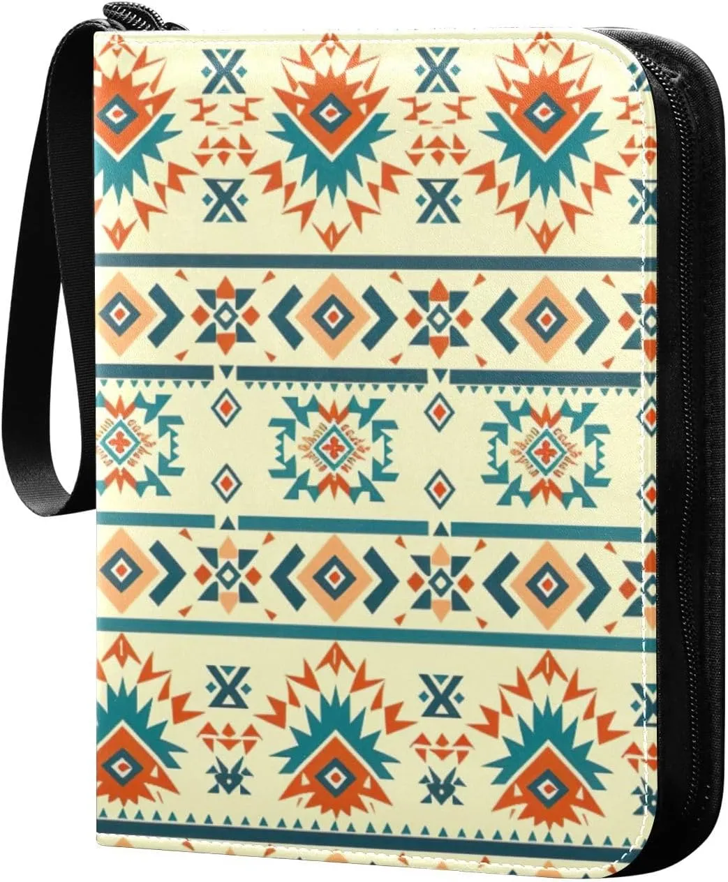 Colorful Aztec Pattern Card Binder, 400 Pockets Card Holder with 50 Sleeves, Sturdy Card Holder Folders for Game Cards & Sports Cards