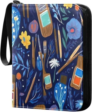 Colorful Brush Card Binder with Double Sided PU Leather Holder Albums Book with 400 Pockets for Collectible Trading Card Games Card