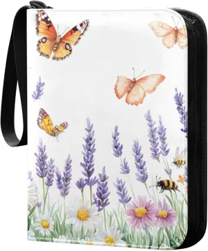 Colorful Butterflies Card Binder 4-Pockets, 400 Pockets Card Holder with 50 Removable Sleeves, Trading Card Collector Zipper Album Holder, Collector Album
