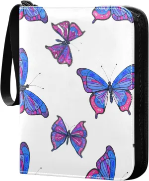 Colorful Butterflies Pattern Card Binder 4-Pockets, 400 Pockets Card Holder with 50 Removable Sleeves, Trading Card Collector Zipper Album Holder, Collector Album