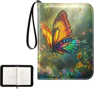 Colorful Butterfly Card Binders for Collectors, Side Loading Card Binder 400 Cards Capacity Collectible Trading Card Albums
