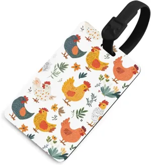 Colorful Chickens Funny Luggage Tag Name ID Identify Suitcase Tags for Travel Bag Baggage Easy Identification