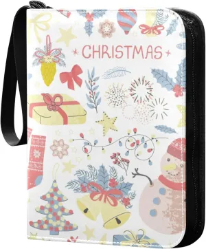 Colorful-christmas 400 Pocket Card Collection Binder, PU Waterproof Wear-resistant Trading Card Binder with Zip for Collectible Boys Girls Game Sports Cards MTG TCG
