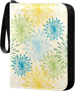 Colorful-dandelions-pattern Card Binder 4 Pocket, Fits 400 Cards,Trading Card Binder with Sleeves, Waterproof Sports Card Binder with Zip Collectible Trading Card Albums for Collectible Game Cards MTG