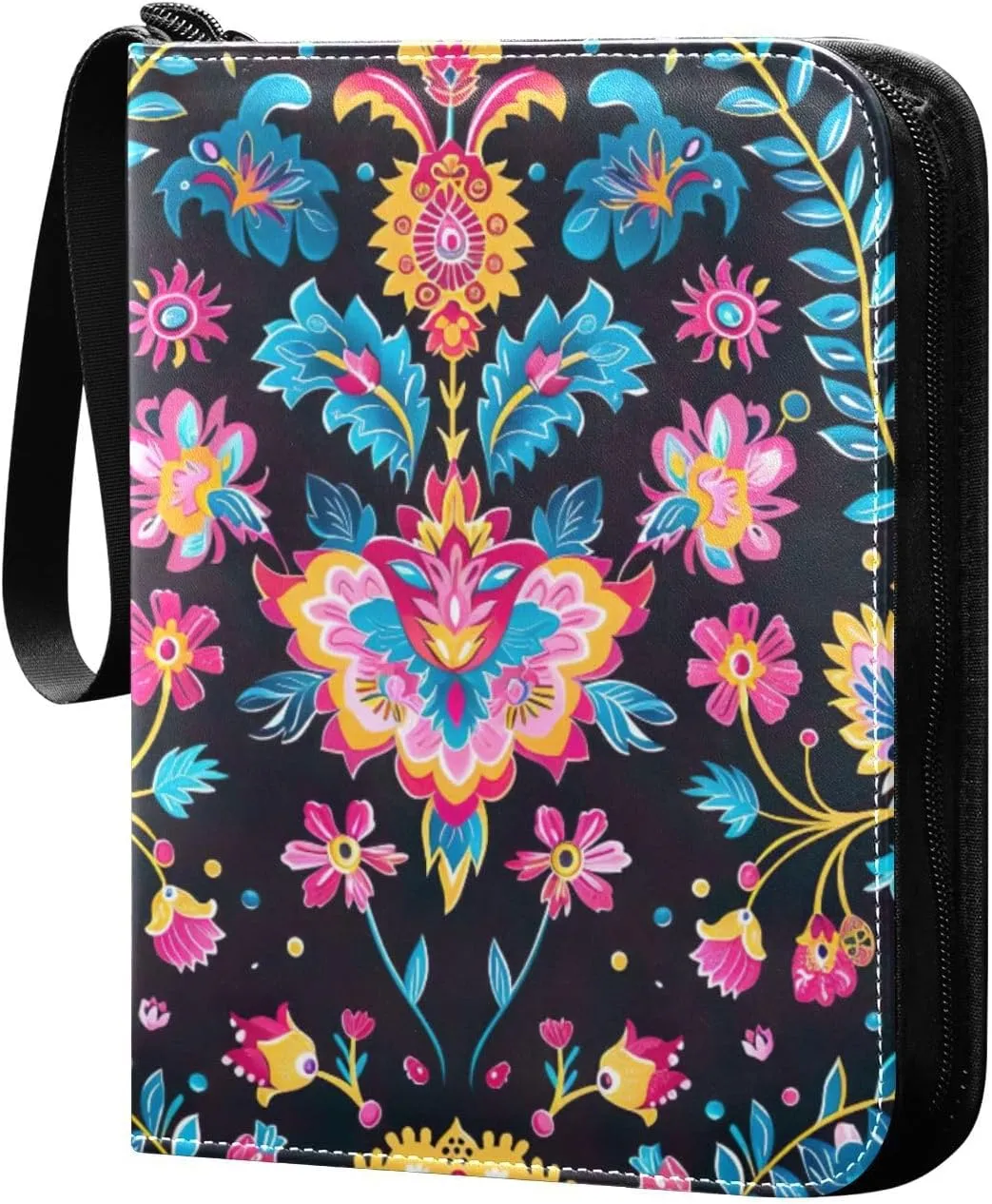 Colorful Floral Pattern Card Binder, 400 Pockets Card Holder with 50 Sleeves, Sturdy Card Holder Folders for Game Cards & Sports Cards