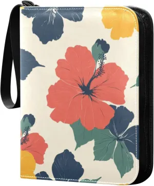 Colorful Flowers Card Binder 4-Pocket, 400 Pockets Card Holder with 50 Removable Sleeves and Zipper for Games Baseball Football Sports Card