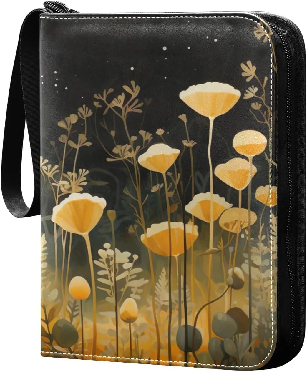 Colorful Flowers Collectible Trading Card Albums,4-Pocket Card Binder with 50 Removable Sleeves with Zipper Game Card Collection Binder Album Holder
