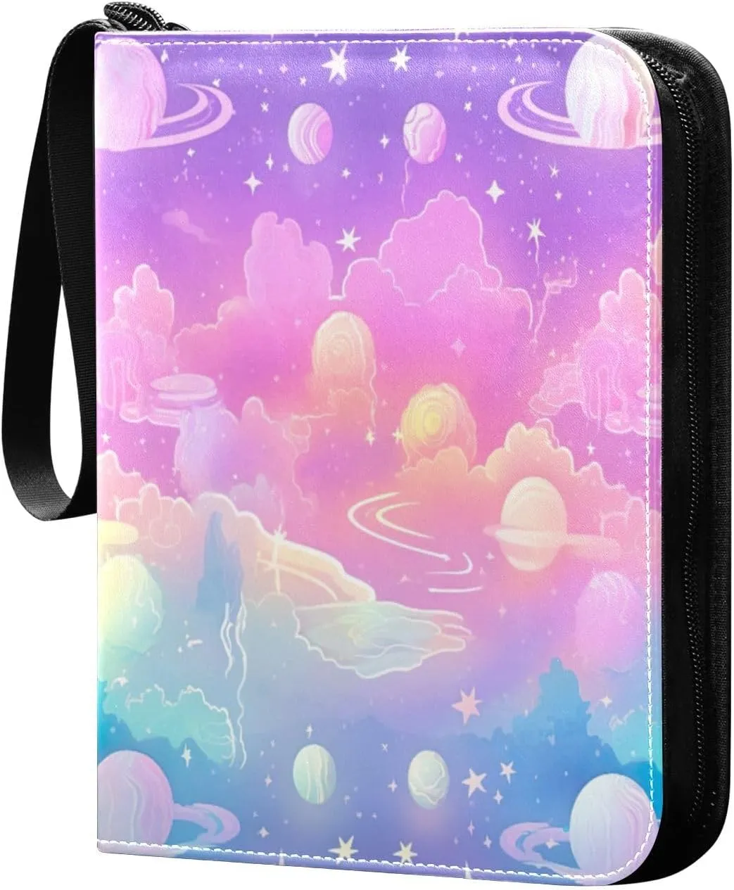 Colorful Flyer Card Binder with 50 Removable Page Sleeves PU Leather Collectible Trading Card Albums Book with Zipper for Games Card,Baseball Cards