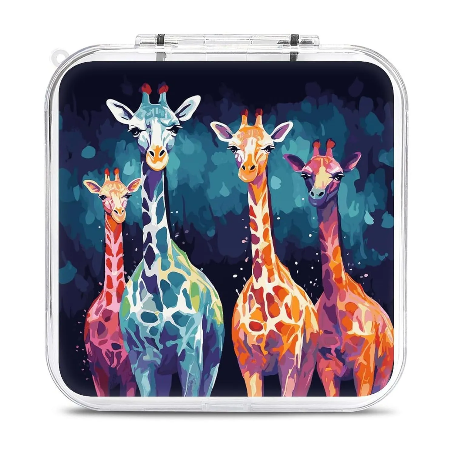 Colorful Giraffe Fans Lovers Switch Game Case Switch Game Holder Cartridge Case Storage 12 Games & 2 Micro Sd Card Slots, Travel Carry Cases, Portable Games Card Storage, Hard Shell, Buckle Closure