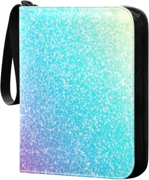 Colorful Glitter Card Binder Zipper 4 Pocket Fits for Most Standard Size Cards 4 Pocket Trading Card Binder