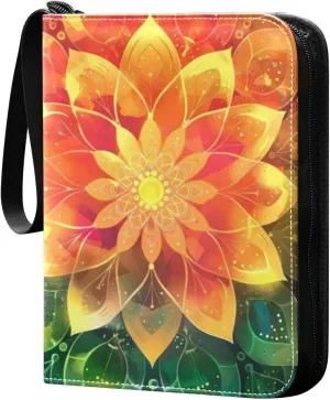 Colorful Gradient Mandala Card Binder, 400 Pockets Card Holder with 50 Sleeves, Sturdy Card Holder Folders for Game Cards & Sports Cards