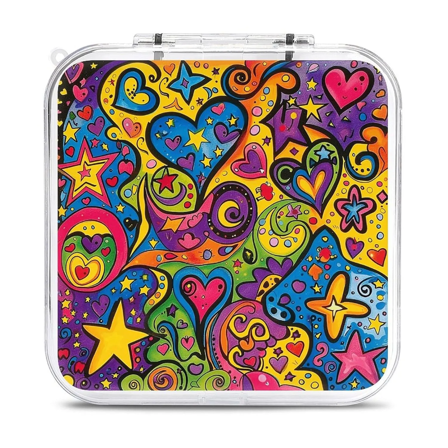 Colorful Graffiti Pattern Switch Game Case Switch Game Holder Cartridge Case Storage 12 Games & 2 Micro Sd Card Slots, Travel Carry Cases, Portable Games Card Storage, Hard Shell, Buckle Closure