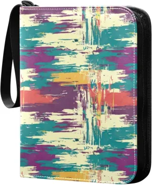 Colorful Ikat Pattern Card Binder, 400 Pockets Card Holder with 50 Sleeves, Sturdy Card Holder Folders for Game Cards & Sports Cards