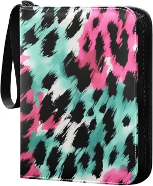 Colorful Leopard Card Binder, 400 Pockets Card Holder with 50 Sleeves, Sturdy Card Holder Folders for Game Cards & Sports Cards