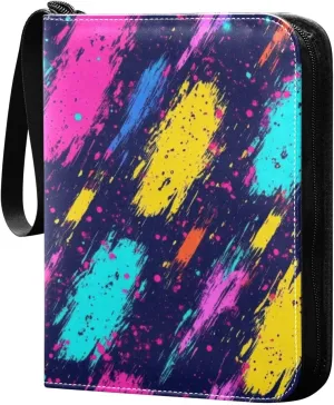 Colorful Neon Pattern Card Binder, 400 Pockets Card Holder with 50 Sleeves, Sturdy Card Holder Folders for Game Cards & Sports Cards