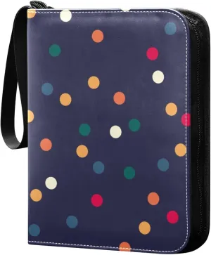 Colorful Polka Dots Baseball Card Storage Card Holder Protectors Set Card Storage Album with Zipper
