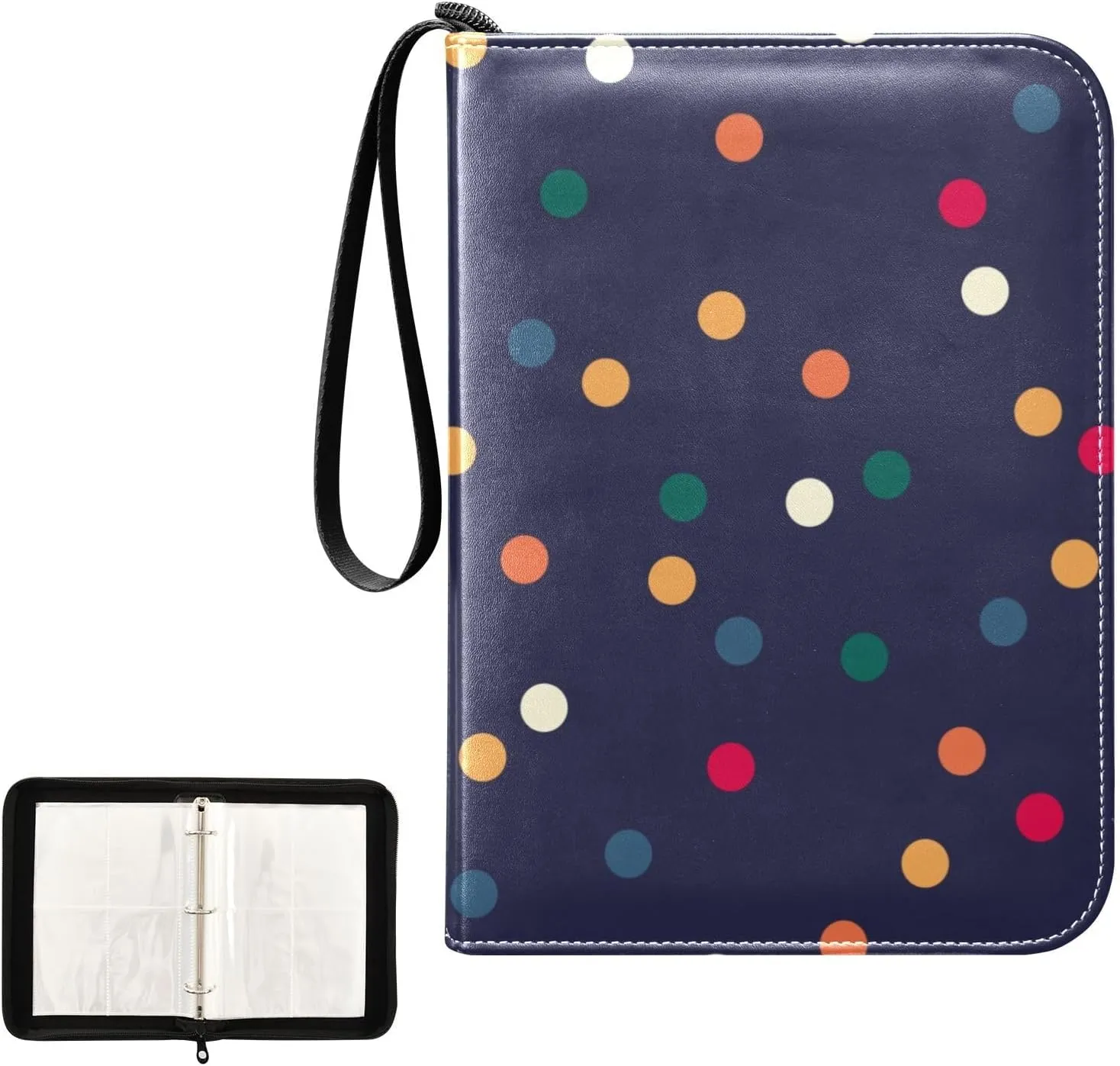 Colorful Polka Dots Baseball Card Storage Card Holder Protectors Set Card Storage Album with Zipper