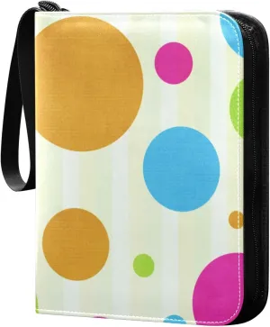 Colorful Polka Dots Card Collecting Binder, Trading Card Binder 4 Pocket Fits 400 Cards Card Holder