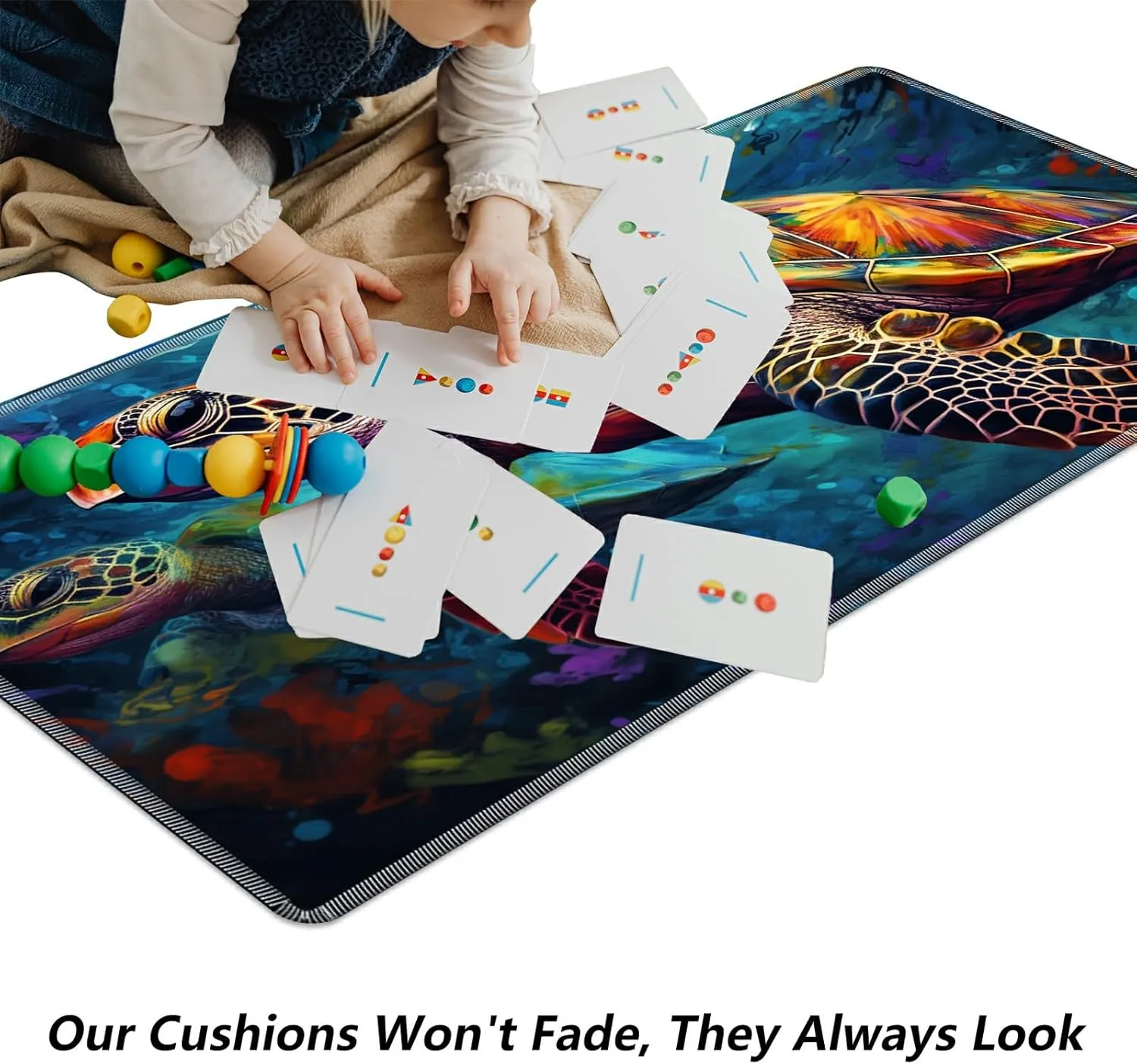 Colorful Sea Turtles for MTG & TCG Playmat Mouse Pad,BFDHGQZC 24" x 14" Game Mat for MTG/RPG/CCG Trading Card Game Playmats Table Mat Perfect for Card Games Video Games Computer Office