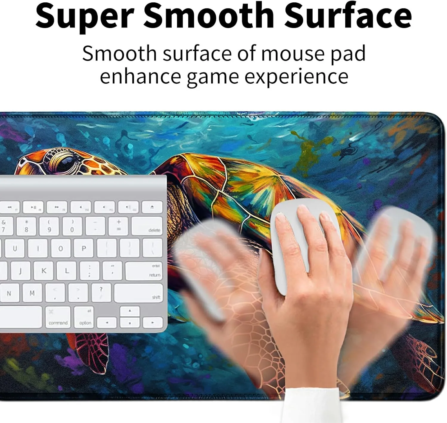 Colorful Sea Turtles for MTG & TCG Playmat Mouse Pad,BFDHGQZC 24" x 14" Game Mat for MTG/RPG/CCG Trading Card Game Playmats Table Mat Perfect for Card Games Video Games Computer Office