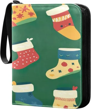 Colorful Socks 3 Card Binder Trading Card Binder with 50 Removable Sleeves, 400 Card Collection Binder Multicolor Card Albums with Zipper