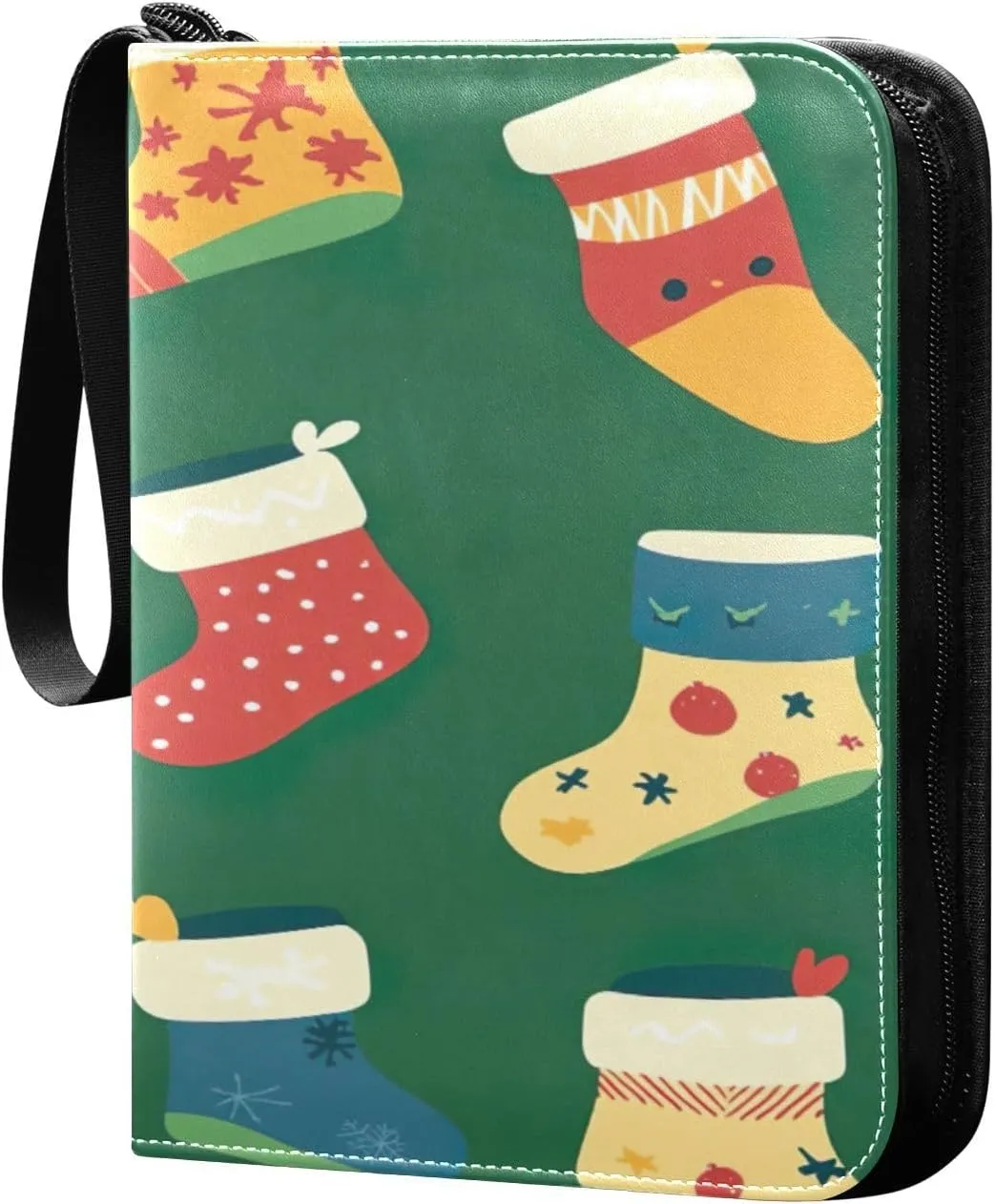 Colorful Socks 3 Card Binder Trading Card Binder with 50 Removable Sleeves, 400 Card Collection Binder Multicolor Card Albums with Zipper