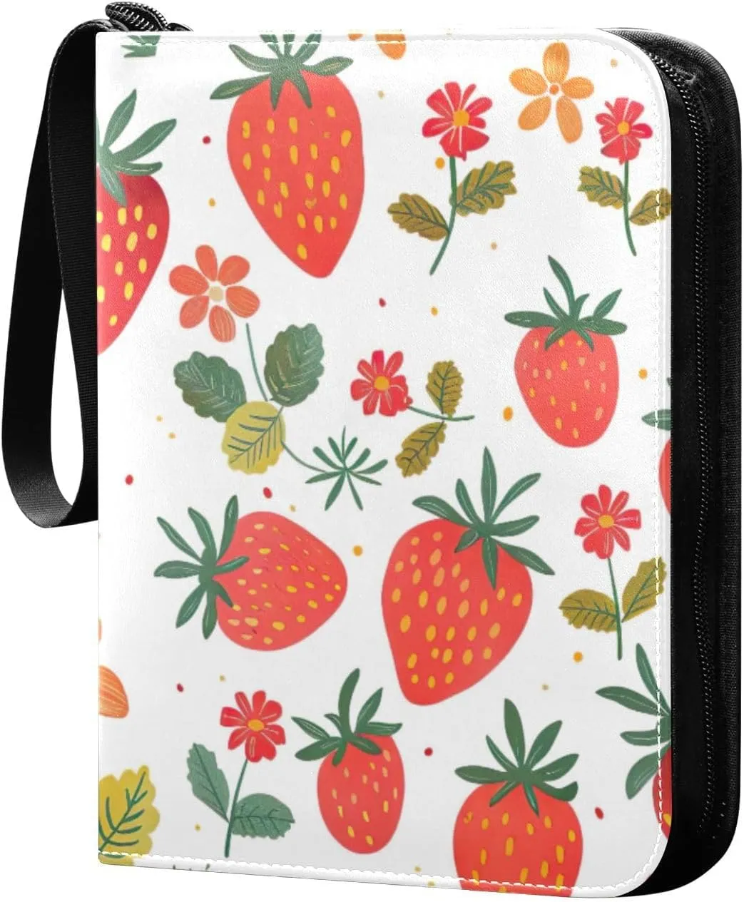 Colorful Strawberry Card Binder, 400 Pockets Card Holder with 50 Sleeves, Sturdy Card Holder Folders for Game Cards & Sports Cards