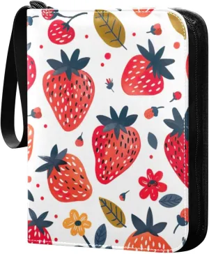 Colorful Strawberry Card Binder, 400 Pockets Card Holder with 50 Sleeves, Sturdy Card Holder Folders for Game Cards & Sports Cards