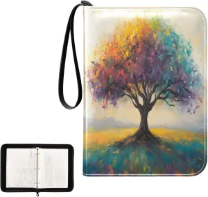 Colorful Tree Card Collector Binder 4 Pocket Photocard Binder with Sleeves 4 Pocket Trading Card Binder