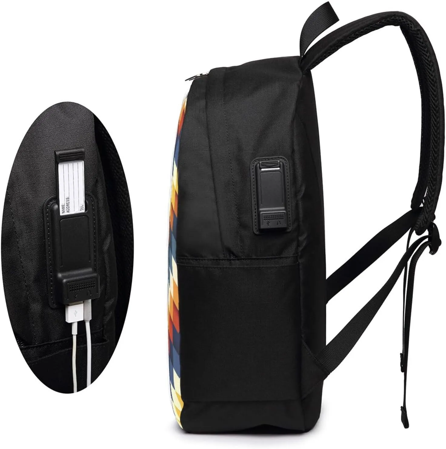 Colorful Waves Backpack, 17 Inch Travel Business Laptop Backpack With USB Port for Women Men